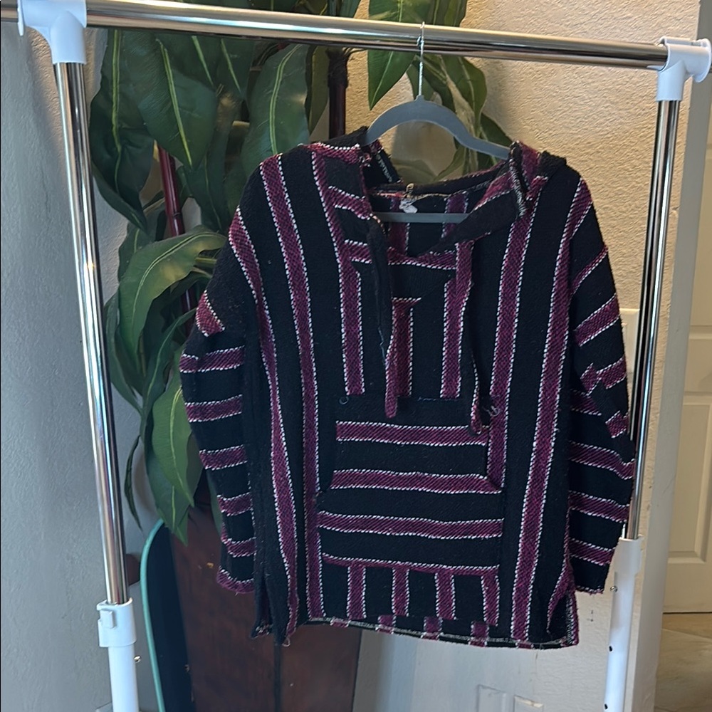 Striped Black and Pink Baja Hoodie